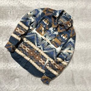 Patterned Blue and Brown Women's Jacket